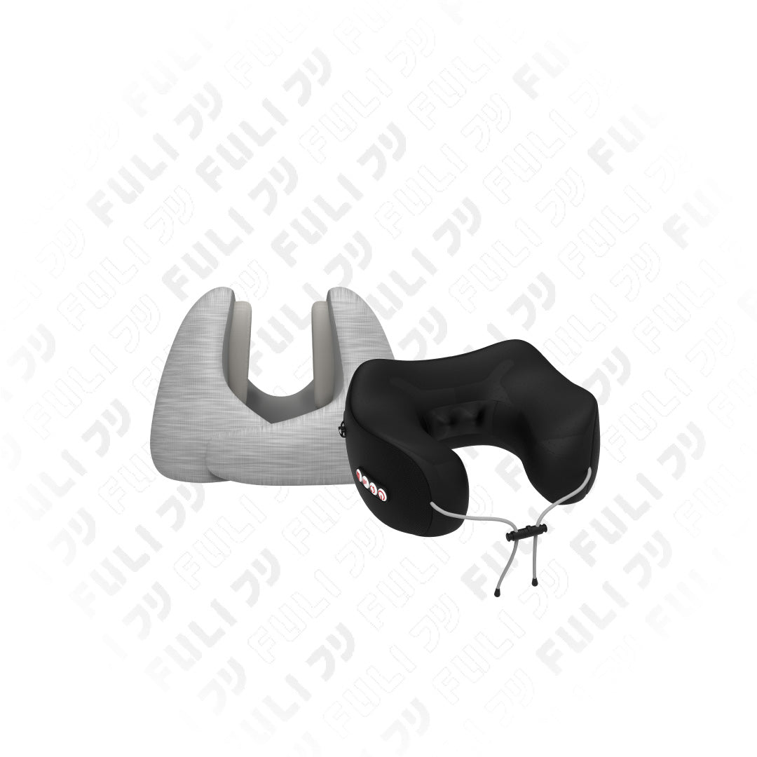 ซื้อ 1 แถม 1 | หมอนนวดคอไฟฟ้า + หมอนรองคอป้องกันเสียงรบกวน | FULI Noise Cancelling Ergo Neck Pillow + FULI Cool Tech Massage Neck Pillow