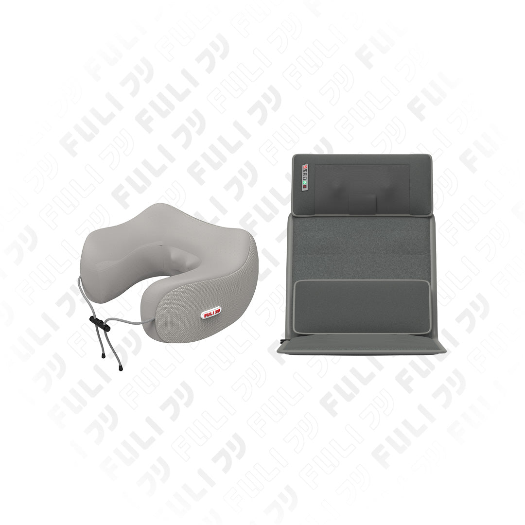เซตนวดเย็นคอสบายตัว | FULI Cool Tech Massage Neck Pillow - Grey + FULI Ergonomic Massager Mattress