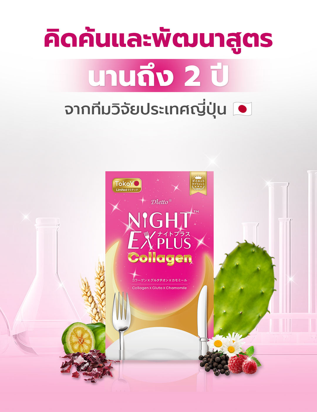 TOKOYO Dietto Night Ex Plus Collagen | ไดอะโตะ ไนท์ อีเอ็กซ์ พลัส คอลลาเจน  (ตรา โทโกโยะ) 10 แคปซูล