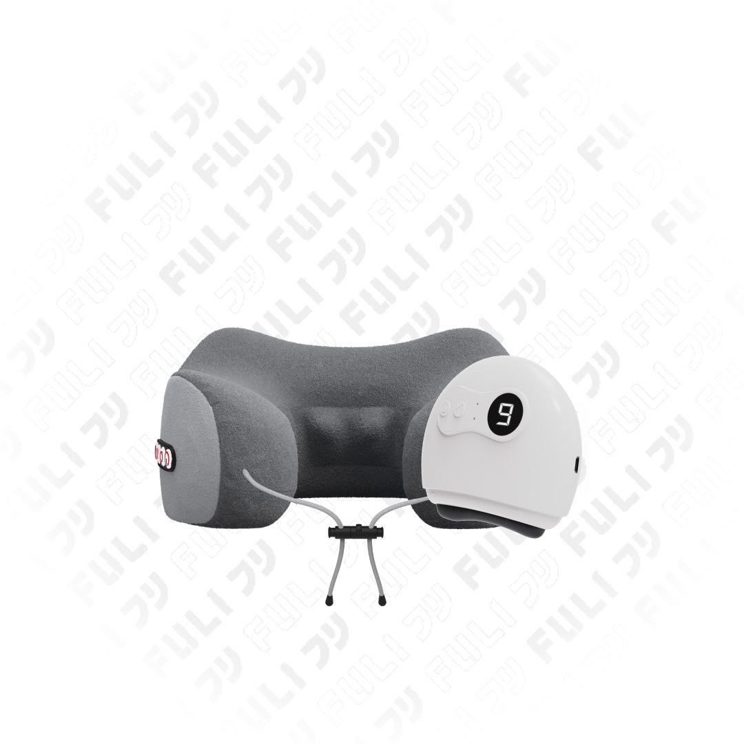 เซตหน้าเรียวสบายต้นคอ FULI Natural Stone Electric Gua Sha + Ergo Massage Neck Pillow