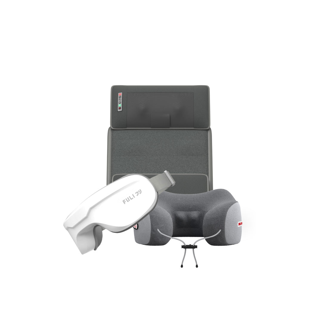 เซตนวดผ่อนคลายครบจุด  FULI Ergonomic Smart Massager Mattress + Ergo Massage Neck Pillow + Smart Eye Massager